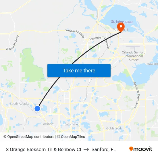 S Orange Blossom Trl & Benbow Ct to Sanford, FL map
