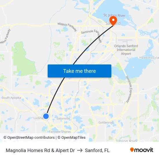 Magnolia Homes Rd & Alpert Dr to Sanford, FL map