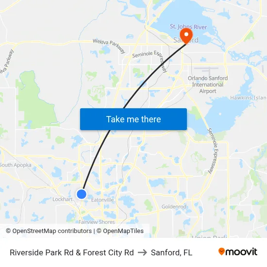 Riverside Park Rd & Forest City Rd to Sanford, FL map