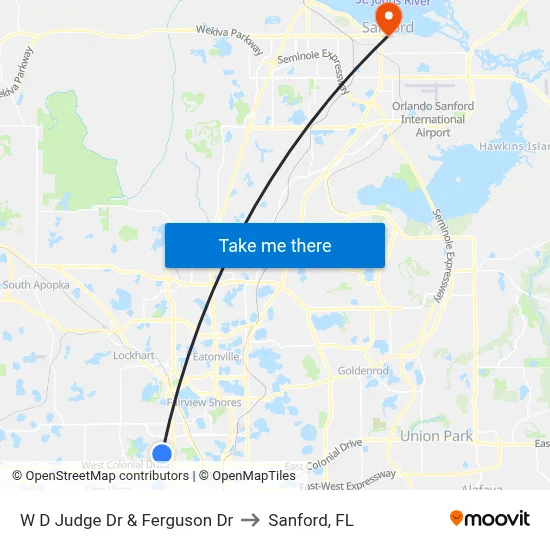 W D Judge Dr & Ferguson Dr to Sanford, FL map