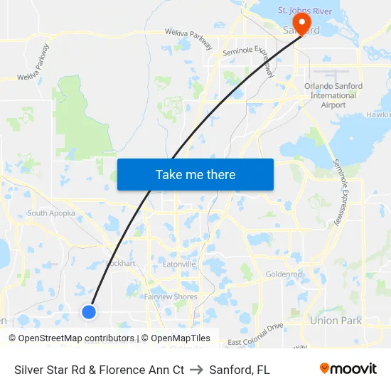 Silver Star Rd & Florence Ann Ct to Sanford, FL map