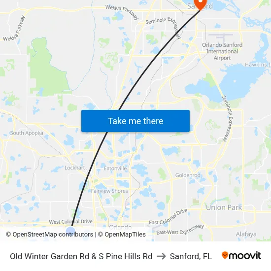 Old Winter Garden Rd & S Pine Hills Rd to Sanford, FL map