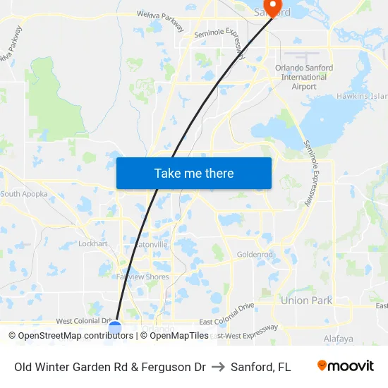 Old Winter Garden Rd & Ferguson Dr to Sanford, FL map