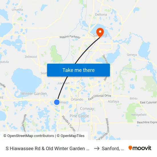 S Hiawassee Rd & Old Winter Garden Rd to Sanford, FL map