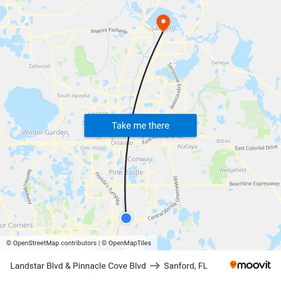 Landstar Blvd & Pinnacle Cove Blvd to Sanford, FL map