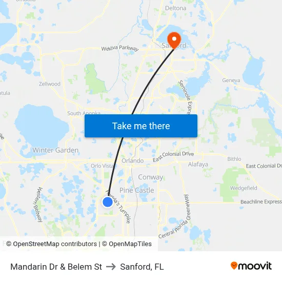 Mandarin Dr & Belem St to Sanford, FL map