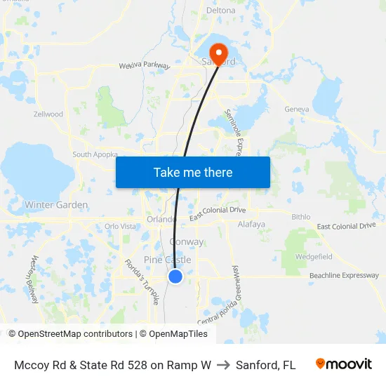 Mccoy Rd & State Rd 528 on Ramp W to Sanford, FL map