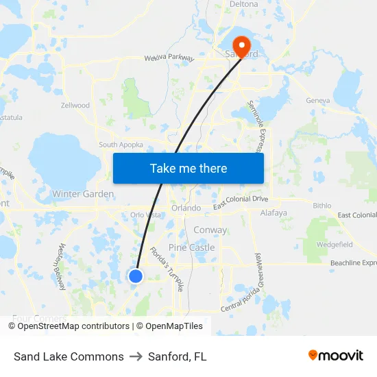 Sand Lake Commons to Sanford, FL map