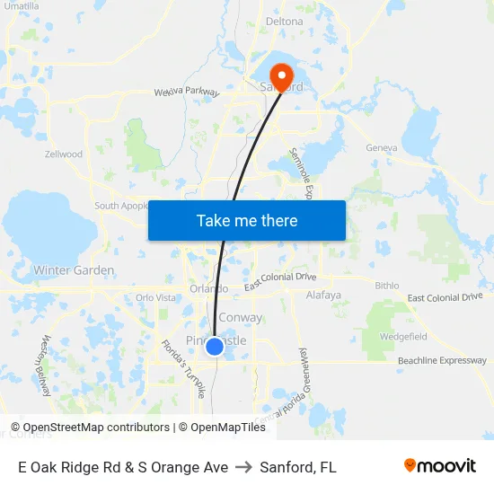 E Oak Ridge Rd & S Orange Ave to Sanford, FL map