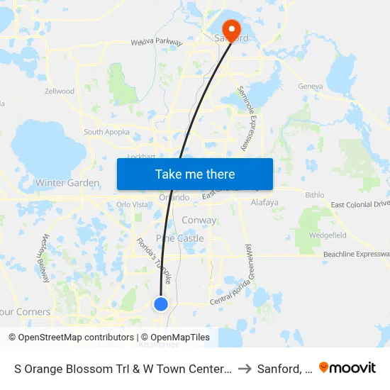 S Orange Blossom Trl & W Town Center Blvd to Sanford, FL map