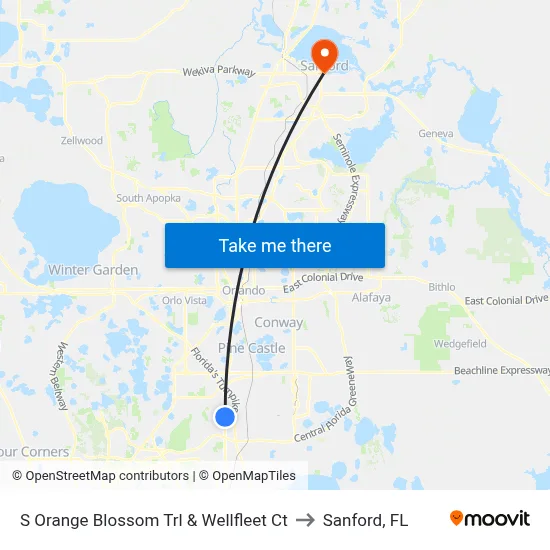 S Orange Blossom Trl & Wellfleet Ct to Sanford, FL map