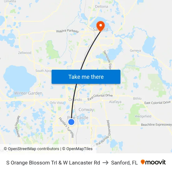 S Orange Blossom Trl & W Lancaster Rd to Sanford, FL map