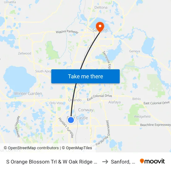 S Orange Blossom Trl & W Oak Ridge Rd to Sanford, FL map