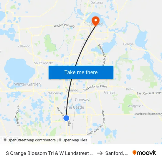 S Orange Blossom Trl & W Landstreet Rd to Sanford, FL map
