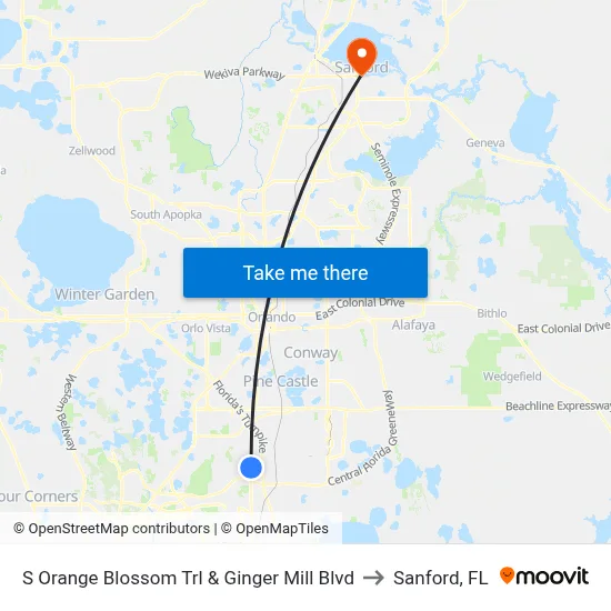 S Orange Blossom Trl & Ginger Mill Blvd to Sanford, FL map