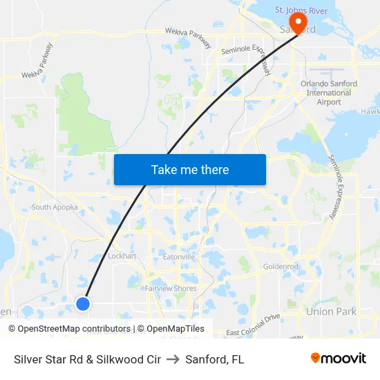 Silver Star Rd & Silkwood Cir to Sanford, FL map