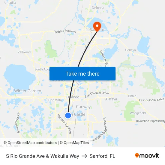 S Rio Grande Ave & Wakulla Way to Sanford, FL map