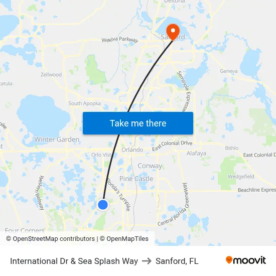 International Dr & Sea Splash Way to Sanford, FL map