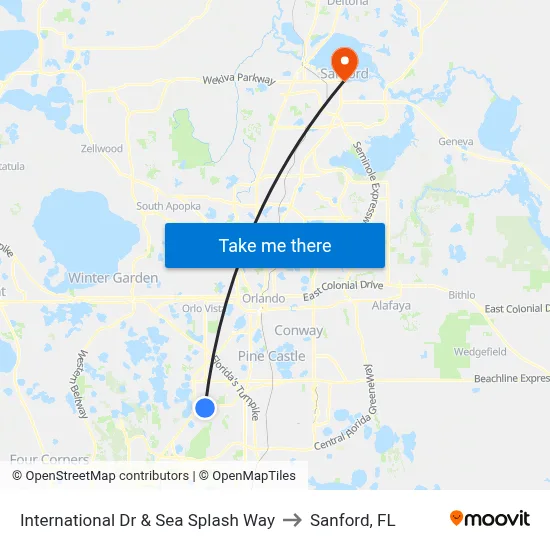 International Dr & Sea Splash Way to Sanford, FL map