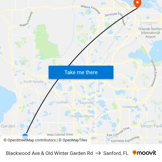 Blackwood Ave & Old Winter Garden Rd to Sanford, FL map
