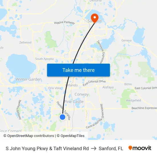 S John Young Pkwy & Taft Vineland Rd to Sanford, FL map