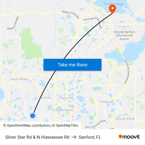 Silver Star Rd & N Hiawassee Rd to Sanford, FL map