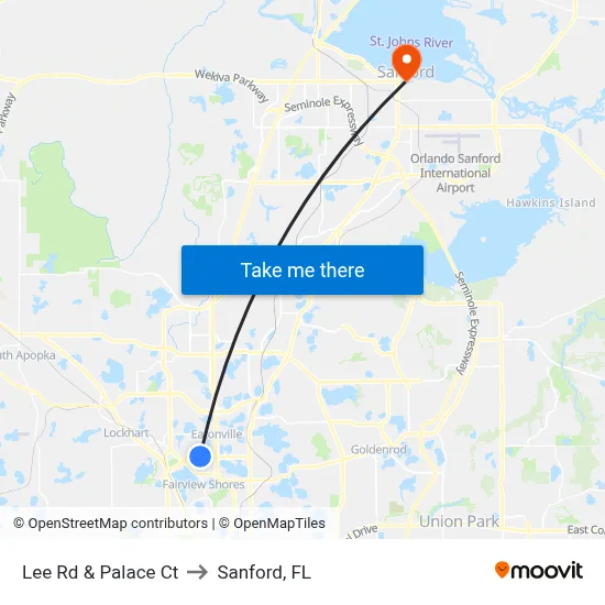 Lee Rd & Palace Ct to Sanford, FL map