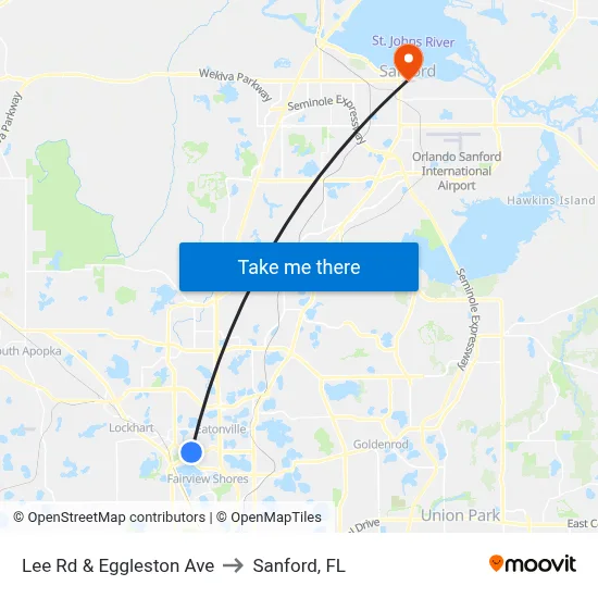 Lee Rd & Eggleston Ave to Sanford, FL map