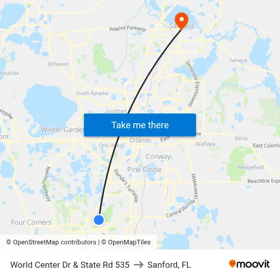 World Center Dr & State Rd 535 to Sanford, FL map