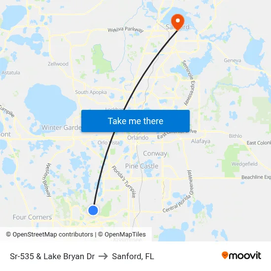 Sr-535 & Lake Bryan Dr to Sanford, FL map