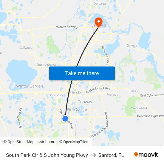 South Park Cir & S John Young Pkwy to Sanford, FL map