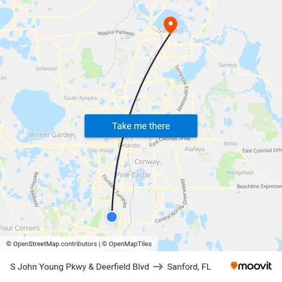 S John Young Pkwy & Deerfield Blvd to Sanford, FL map