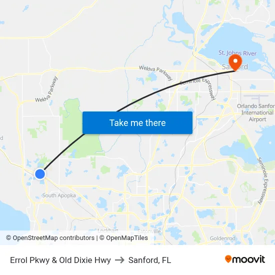 Errol Pkwy & Old Dixie Hwy to Sanford, FL map