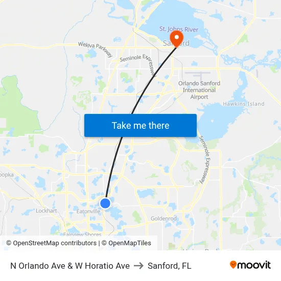 N Orlando Ave & W Horatio Ave to Sanford, FL map