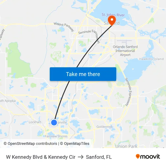 W Kennedy Blvd & Kennedy Cir to Sanford, FL map