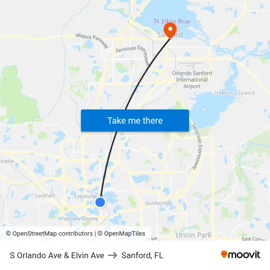 S Orlando Ave & Elvin Ave to Sanford, FL map