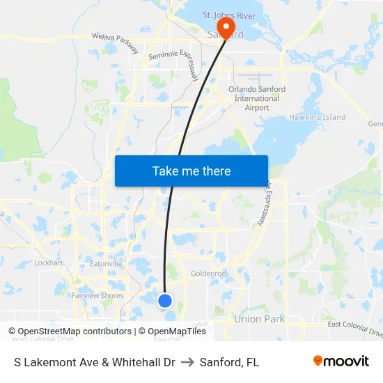 S Lakemont Ave & Whitehall Dr to Sanford, FL map