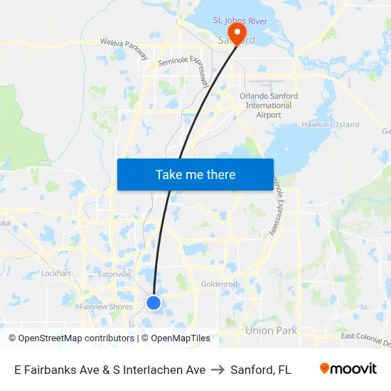 E Fairbanks Ave & S Interlachen Ave to Sanford, FL map