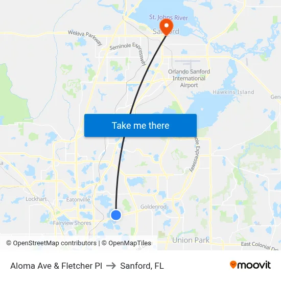Aloma Ave & Fletcher Pl to Sanford, FL map