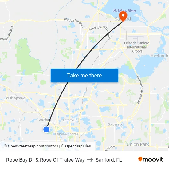 Rose Bay Dr & Rose Of Tralee Way to Sanford, FL map