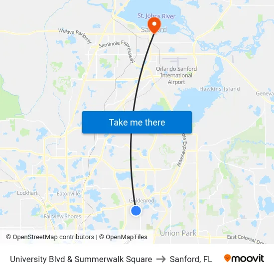 University Blvd & Summerwalk Square to Sanford, FL map