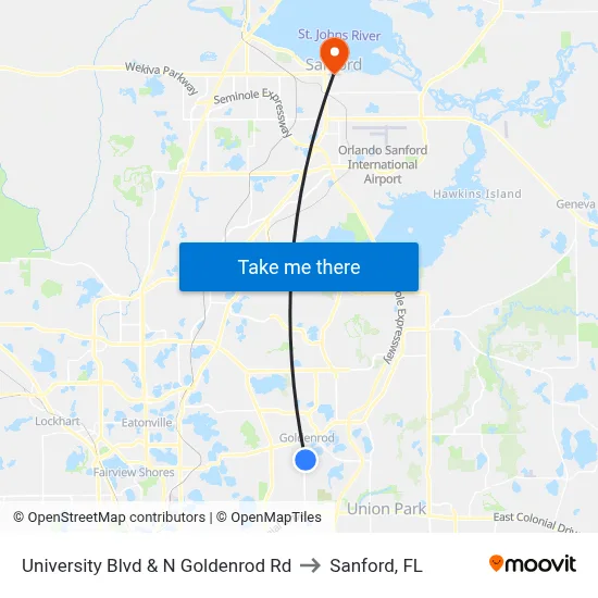 University Blvd & N Goldenrod Rd to Sanford, FL map