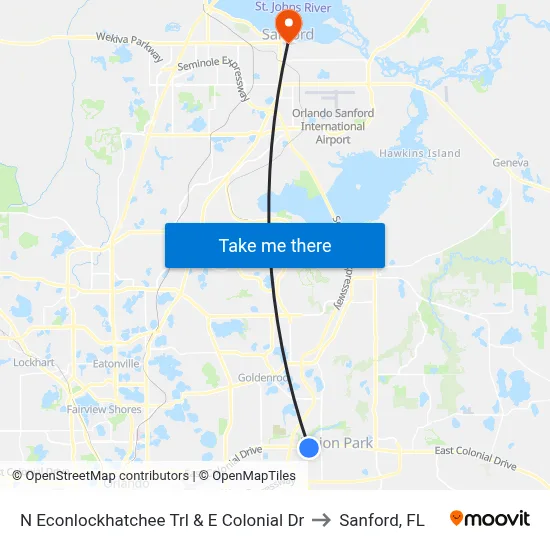 N Econlockhatchee Trl & E Colonial Dr to Sanford, FL map