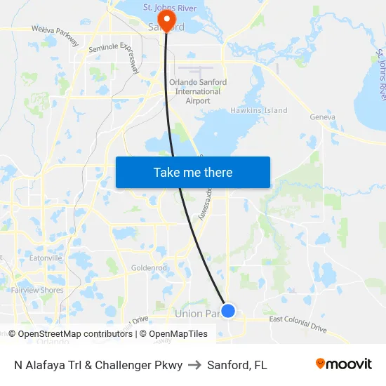N Alafaya Trl & Challenger Pkwy to Sanford, FL map