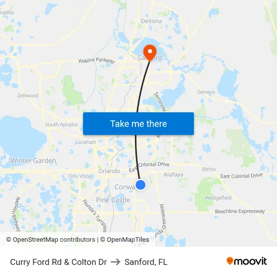 Curry Ford Rd & Colton Dr to Sanford, FL map