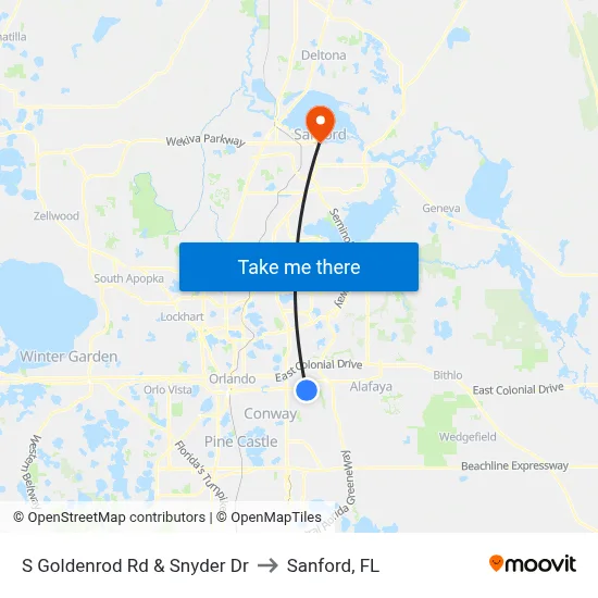 S Goldenrod Rd & Snyder Dr to Sanford, FL map