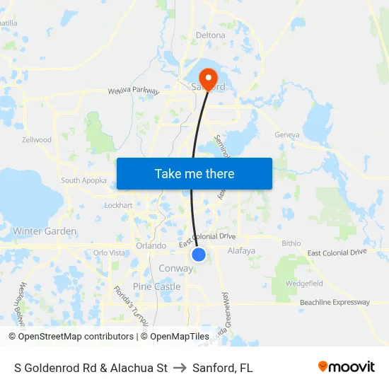 S Goldenrod Rd & Alachua St to Sanford, FL map