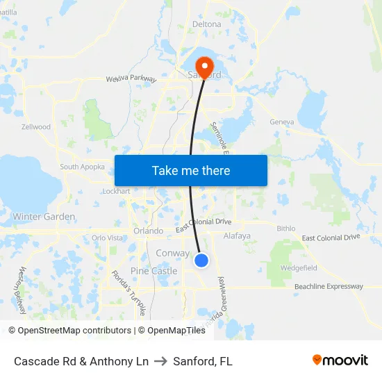 Cascade Rd & Anthony Ln to Sanford, FL map