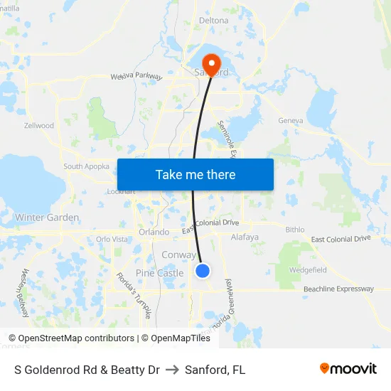 S Goldenrod Rd & Beatty Dr to Sanford, FL map