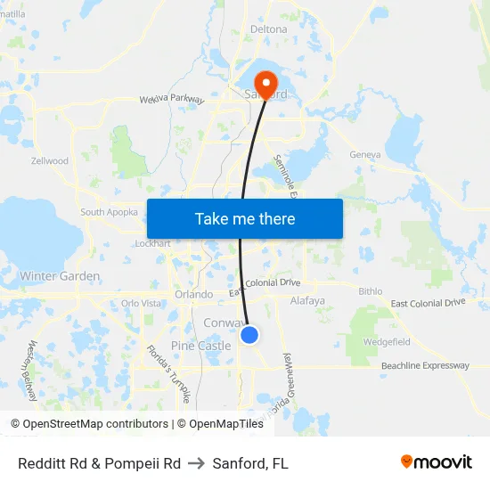 Redditt Rd & Pompeii Rd to Sanford, FL map